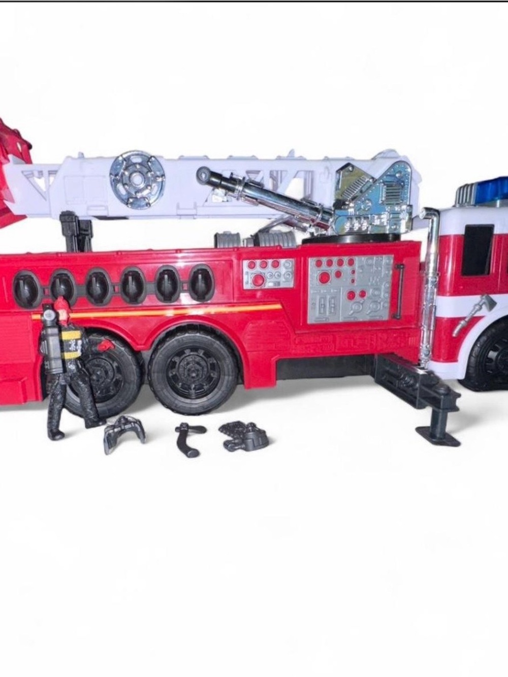 Red Kids Fire Truck Playset with Rescue Figure and accessories!! 22inches long!